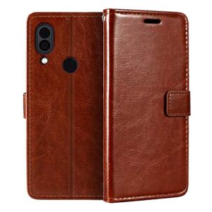 shantime cat s62 wallet case, premium pu leather magnetic flip case cover with card holder and kickstand for cat s62, brown