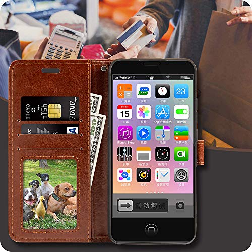 Shantime CAT S62 Wallet Case, Premium PU Leather Magnetic Flip Case Cover with Card Holder and Kickstand for CAT S62, Brown