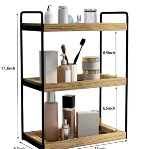 Dorhors 3 Tier Bathroom Counter Organizer,Countertop Bathroom Organizer and Storage Shelf,Bathroom Counter Tray and Vanity Organizer,Makeup and Cosmetic Organizer,Wood Counter Standing Spice Rack