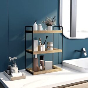 Dorhors 3 Tier Bathroom Counter Organizer,Countertop Bathroom Organizer and Storage Shelf,Bathroom Counter Tray and Vanity Organizer,Makeup and Cosmetic Organizer,Wood Counter Standing Spice Rack