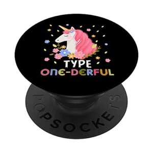type one-derful unicorn funny diabetic type 1 diabetes t1d popsockets swappable popgrip