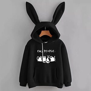 Hemlock Women Teen Girls Cute Hoodie Long Sleeve Rabbit Hooded Sweatshirt Juniors School Hooded Pullover Tops Pocket