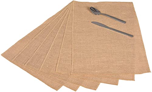 Toucan Lifestyle Burlap Placemat Set of 6 - 12" x 17" Natural Hessian Jute Tablemats Rustic Vintage Farmhouse Christmas Decor Wedding Party Kitchen Table Decorations Fall Placemats