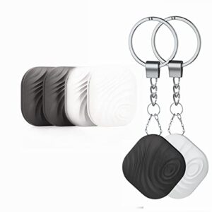 keys finder 4pack coffee and white - item locator bluetooth tracker for keys pet wallets or backpacks and tablets - water resistant with replaceable battery