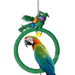 lngow bird rope swing pet bird parrot cage cotton toy rope hanging swing birdcage decoration accessory for african grey budgie parakeet cockatiel cockatoo,green trumpet