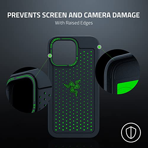 Razer Arctech for iPhone 13 Pro Case: Extra Ventilation Channels - Thermplastic Elastomer Reinforced Corners - Tactile Side Buttons - Compatible with Wireless Chargers and 5G Black