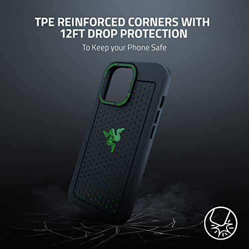 Razer Arctech for iPhone 13 Pro Case: Extra Ventilation Channels - Thermplastic Elastomer Reinforced Corners - Tactile Side Buttons - Compatible with Wireless Chargers and 5G Black