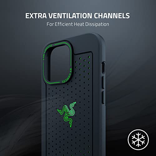 Razer Arctech for iPhone 13 Pro Case: Extra Ventilation Channels - Thermplastic Elastomer Reinforced Corners - Tactile Side Buttons - Compatible with Wireless Chargers and 5G Black