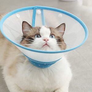 Vivifying Cat Cone, Adjustable 4.7-5.7 Inches Lightweight Elizabethan Collar for Kittens, Rabbits, Cats, Kitties, Small Cats (Blue)