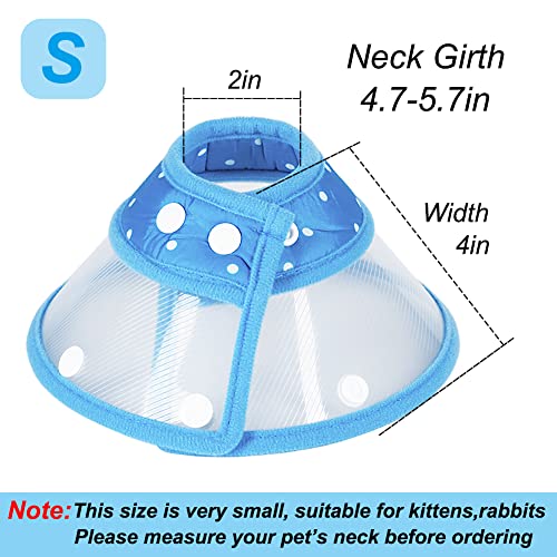Vivifying Cat Cone, Adjustable 4.7-5.7 Inches Lightweight Elizabethan Collar for Kittens, Rabbits, Cats, Kitties, Small Cats (Blue)