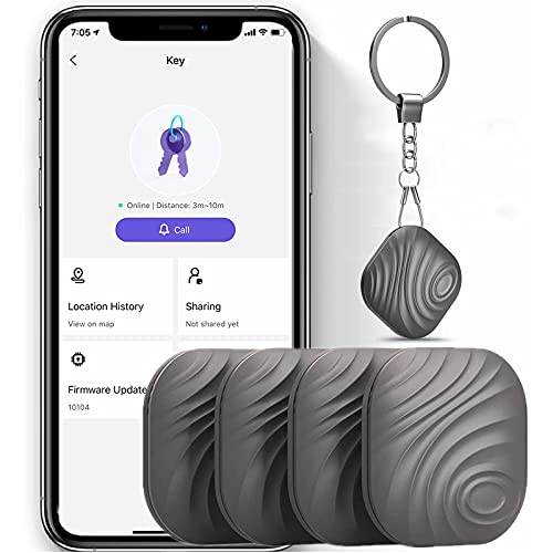 Keys Finder 4Pack Coffee - Item Locator Bluetooth Tracker for Keys Pet Wallets or Backpacks and Tablets - Water Resistant with Replaceable Battery