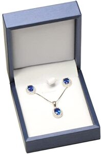 the jewellery pak blue color necklace earring set gift box luxury soft touch pu leather material necklace pendant chain jewelry storage box size 2.87 in(w)3.35〞(d)1.38〞(h), blue