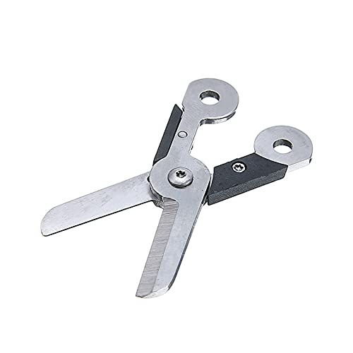 AKOAK 2 Pcs Stainless Steel Scissors Mini Scissors Camping Spring Bolt Keyring Outdoor Safety Tool Against Lost Travel Gadget (Black)