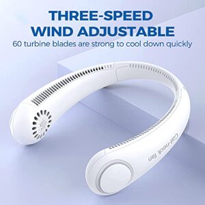 Neck Fan Rechargeable Hands Free Mini Fan Portable Bladeless 360°Surround Cooling Fan with 3 Level Air Flow for Sports, Office