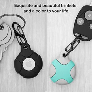 Silicone Case for Apple AirTag with Keychain Ring, Meokkaebi Waterproof Anti-Scratch Protective Tracker Cover Compatible with AirTags 2021 for Pets, Keys, Luggage, Backpacks(Black+Black)