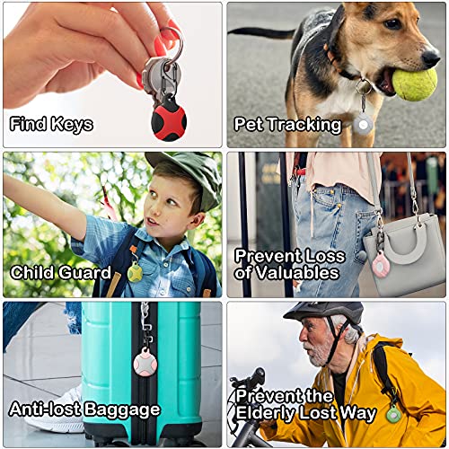 Silicone Case for Apple AirTag with Keychain Ring, Meokkaebi Waterproof Anti-Scratch Protective Tracker Cover Compatible with AirTags 2021 for Pets, Keys, Luggage, Backpacks(Black+Black)