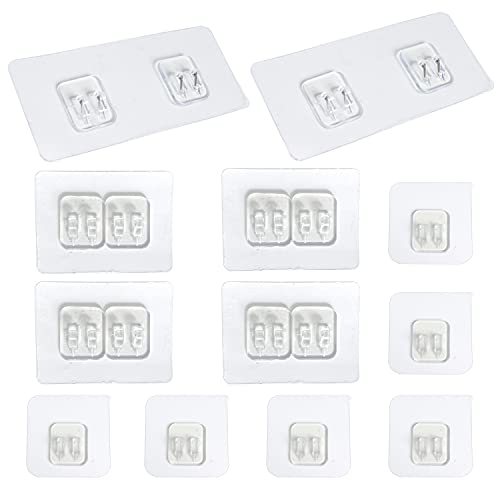 HAPY SHOP 12 PCS Clear Adhesive Hooks Sticker Suction Sticker Adhesive Wall Hooks for Banthroom Shelf Corner Shower Caddy,No Drilling Bathroom Shower Shelf Accessories,3 Styles