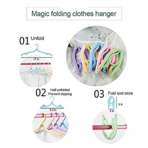 Clothes Hangers AEYTLOI 10pcs Colorful Travel Hangers with 1 Pack Clothesline, Portable Folding Coat Hangers Plastic Hangers, Travel Accessories Clothes Drying Rack for Travel