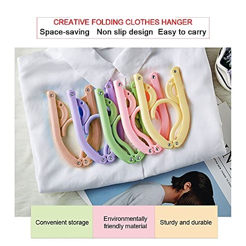 Clothes Hangers AEYTLOI 10pcs Colorful Travel Hangers with 1 Pack Clothesline, Portable Folding Coat Hangers Plastic Hangers, Travel Accessories Clothes Drying Rack for Travel