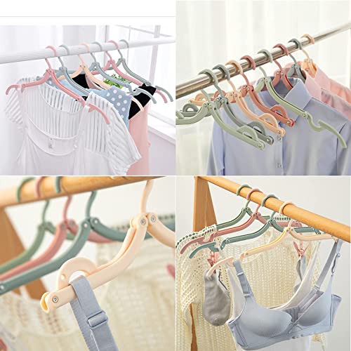 Clothes Hangers AEYTLOI 10pcs Colorful Travel Hangers with 1 Pack Clothesline, Portable Folding Coat Hangers Plastic Hangers, Travel Accessories Clothes Drying Rack for Travel