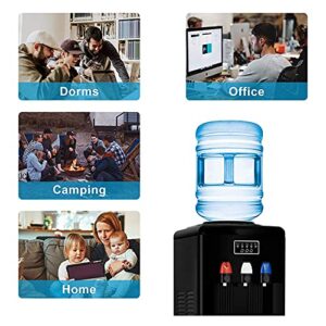 2-in-1 Water Cooler Dispenser with Built-in Ice Maker, Electric Hot Cold Water Cooler, 27LBS/24H Ice Maker Machine with Child Safety Lock (Black)