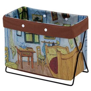 astro collapsible magazine rack holder floor bedroom, sturdy steel periodical home & office organization, chic storage for magazines, records, newspapers, artwork & more, van gogh, gifts, 900-45