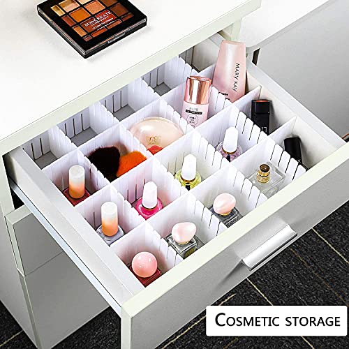 24pcs Adjustable Drawer Dividers, Drawer Organizers with Diy White Plastic Grid, Partition Storage for Socks, Underwear, Makeup, Table Tools,cutlery Drawers Organizers,sock,Ties and Clothes