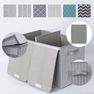 GRANNY SAYS Extra Large Toy Storage Bin with Lid, Multipurpose Toy Chest, Fabric Closet Bin Storage Organizer for Home, Storage Box Decorative for Organizing Bedroom Wardrobe, Gray/White, 1-Pack