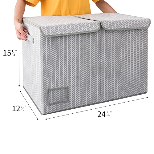 GRANNY SAYS Extra Large Toy Storage Bin with Lid, Multipurpose Toy Chest, Fabric Closet Bin Storage Organizer for Home, Storage Box Decorative for Organizing Bedroom Wardrobe, Gray/White, 1-Pack