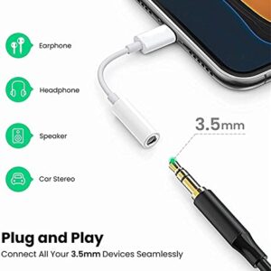 Lightning to 3.5 mm Headphone Jack Adapter, [Apple MFi Certified] 3 Pack iPhone 3.5mm Headphones/Earphones Jack Aux Audio Dongle Adapter Compatible for iPhone 14 13 12 11 XS XR X 8 7, Support All iOS