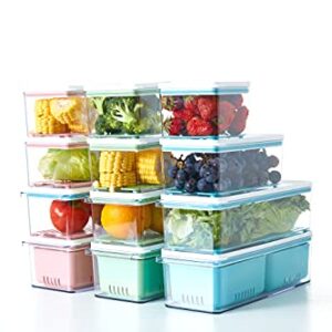 Storage Containers Fridge Organizer for Vegetable Fruit Veggie and Berry Refrigerator Organizer Bins with Lids Produce Saver 3 Packs Pink