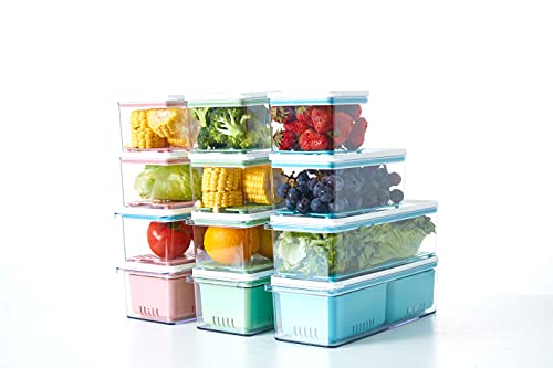 Storage Containers Fridge Organizer for Vegetable Fruit Veggie and Berry Refrigerator Organizer Bins with Lids Produce Saver 3 Packs Pink