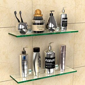 GeekDigg 2 Pack Aluminum Brackets for Shower Caddy Shelf Bathroom Floating Shelves- Silver