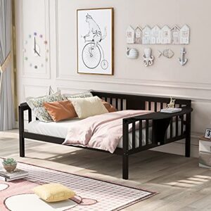 bellemave full size daybed, solid wood daybed frame with wooden slats support, full size daybed for kids boys girls teens adults, no box spring needed, espresso