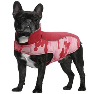 warm dog jacket reversible fleece winter dog vest for cold weather, waterproof windproof dog winter coat reflective with magic strip&furry collar for small medium large breeds dogs puppies cat pet