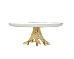 cake plate tray platter server gold branch by godinger -12 inches