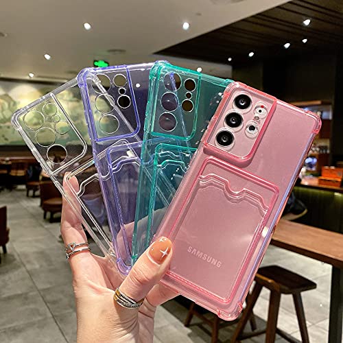 Tuokiou Clear Wallet Phone Case for Samsung Galaxy S21 Ultra 5G Upgrade Clear Card Slot Case Slim Fit Protective Soft TPU Shockproof with Cute Card Holder for Samsung Galaxy S21 Ultra 6.8 inch (2021)