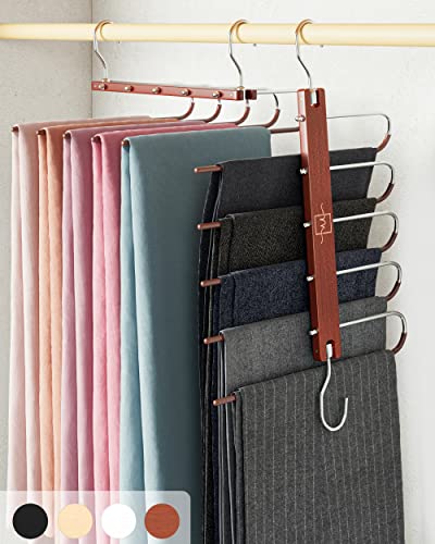 MORALVE Pants Hangers Space Saving - Hangers for Clothes Hanger Organizer - Jean Hangers Pants Rack Scarf Hanger Closet Space Saving Scarf Organizer - Magic Pants Hangers Pants Organizer 1 Pack