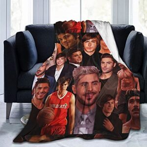 zac efron collage soft and comfortable warm fleece blanket for sofa, bed, office knee pad,bed car camp beach blanket throw blankets (50"x40") … (60"x50")