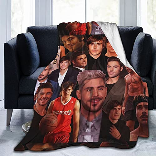 Zac Efron Collage Soft and Comfortable Warm Fleece Blanket for Sofa, Bed, Office Knee pad,Bed car Camp Beach Blanket Throw Blankets (50"x40") … (60"x50")