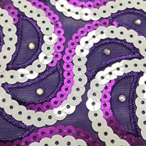 Bestway Lace Sequin African Lace Fabric 5 Yards Handcut Lace Luxury Nigerian Wedding Party Asoebi Fabrics Material (Purple)