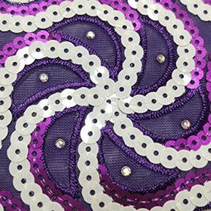 Bestway Lace Sequin African Lace Fabric 5 Yards Handcut Lace Luxury Nigerian Wedding Party Asoebi Fabrics Material (Purple)