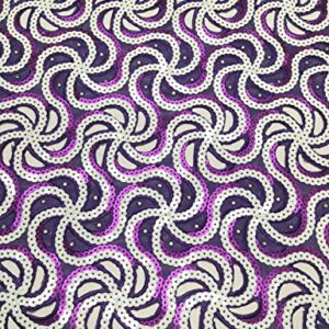 Bestway Lace Sequin African Lace Fabric 5 Yards Handcut Lace Luxury Nigerian Wedding Party Asoebi Fabrics Material (Purple)
