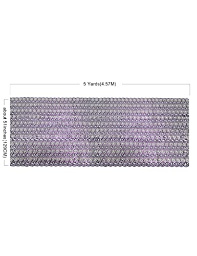 Bestway Lace Sequin African Lace Fabric 5 Yards Handcut Lace Luxury Nigerian Wedding Party Asoebi Fabrics Material (Purple)