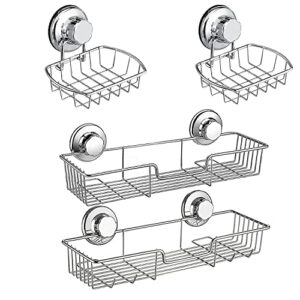ipegtop 4 in1 suction cup shower caddy bath wall shelf + soap dish holder