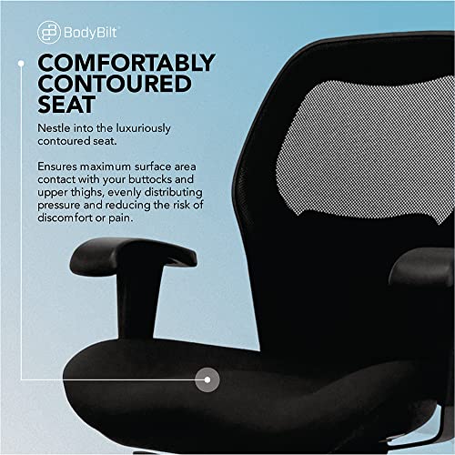 BodyBilt Seating Sola LT Ergonomic Office Chair | Comfortable Mid Back Computer Chair | Back Support Office Chair | Ultra-Soft | Ergonomic Lumbar Support Chair | Swivel Computer Chair (Steel Gray)