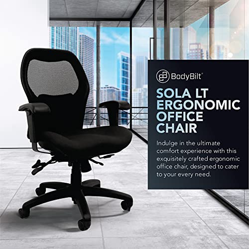 BodyBilt Seating Sola LT Ergonomic Office Chair | Comfortable Mid Back Computer Chair | Back Support Office Chair | Ultra-Soft | Ergonomic Lumbar Support Chair | Swivel Computer Chair (Steel Gray)