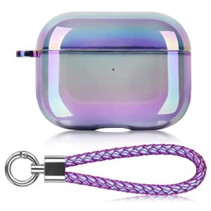 airspo airpods pro (1st generation) case cover clear lasher hard pc protective case colorful airpod pro cover skin compatible with apple airpods pro 1st generation with keychain (glittery purple)