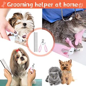 Pet Grooming Hammock for Cats & Dogs Hanging Harness Pet Supplies Kit with Nail Clippers Trimmer, PET Comb, Nail File Adjusting Band Grooming Table for Cats Dogs Bathing Washing (Pink,Small)