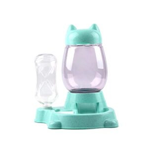 yuhoo 2 in 1 automatic pet feeder, detachable dog cat water food pet automatic dispenser, gravity principle drink fountain pet feeding bowl (green), free size